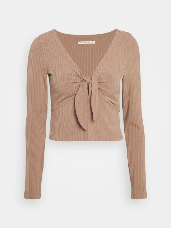 Abercrombie & Fitch Tops - Abercrombie & Fitch Brown Ribbed Knot Front Long Sleeve Top